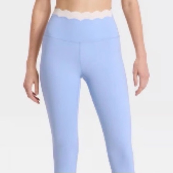 JoyLab Blue Scallop Leggings with White Trim - Picture 2 of 6